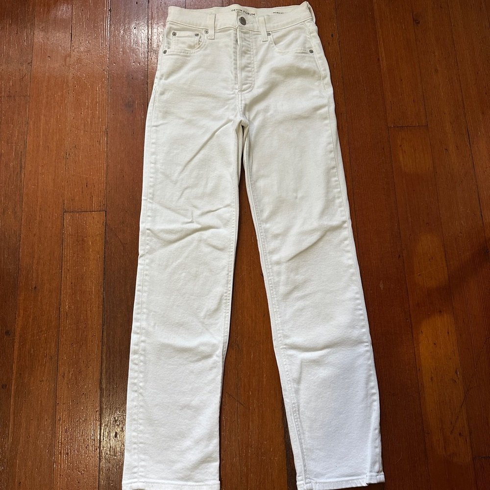 Denim Forum Arlo High Rise Straight Jeans in White